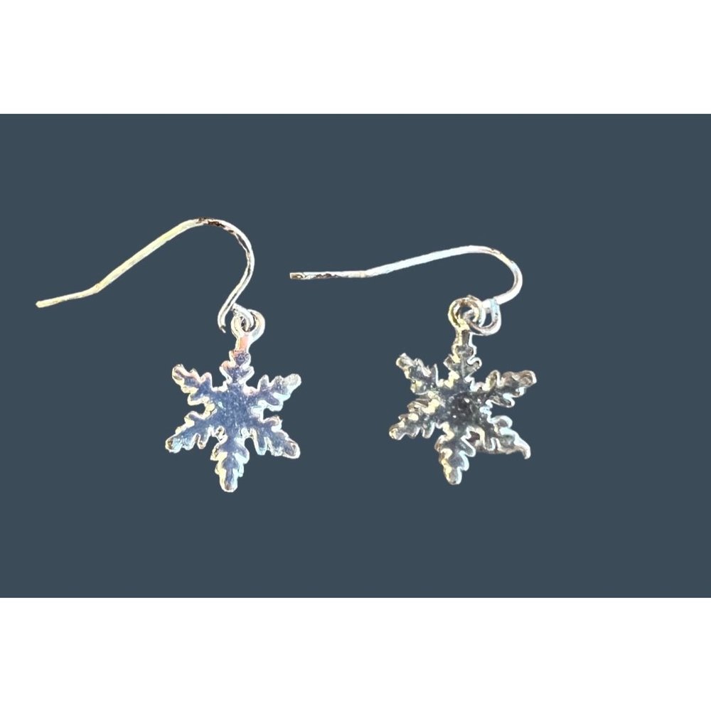 Christmas Holiday Candy Cane Snowflake Shepherd Hook Earrings - Picture 4 of 8